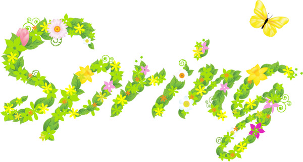 free vector The composition of spring flowers leaves vector